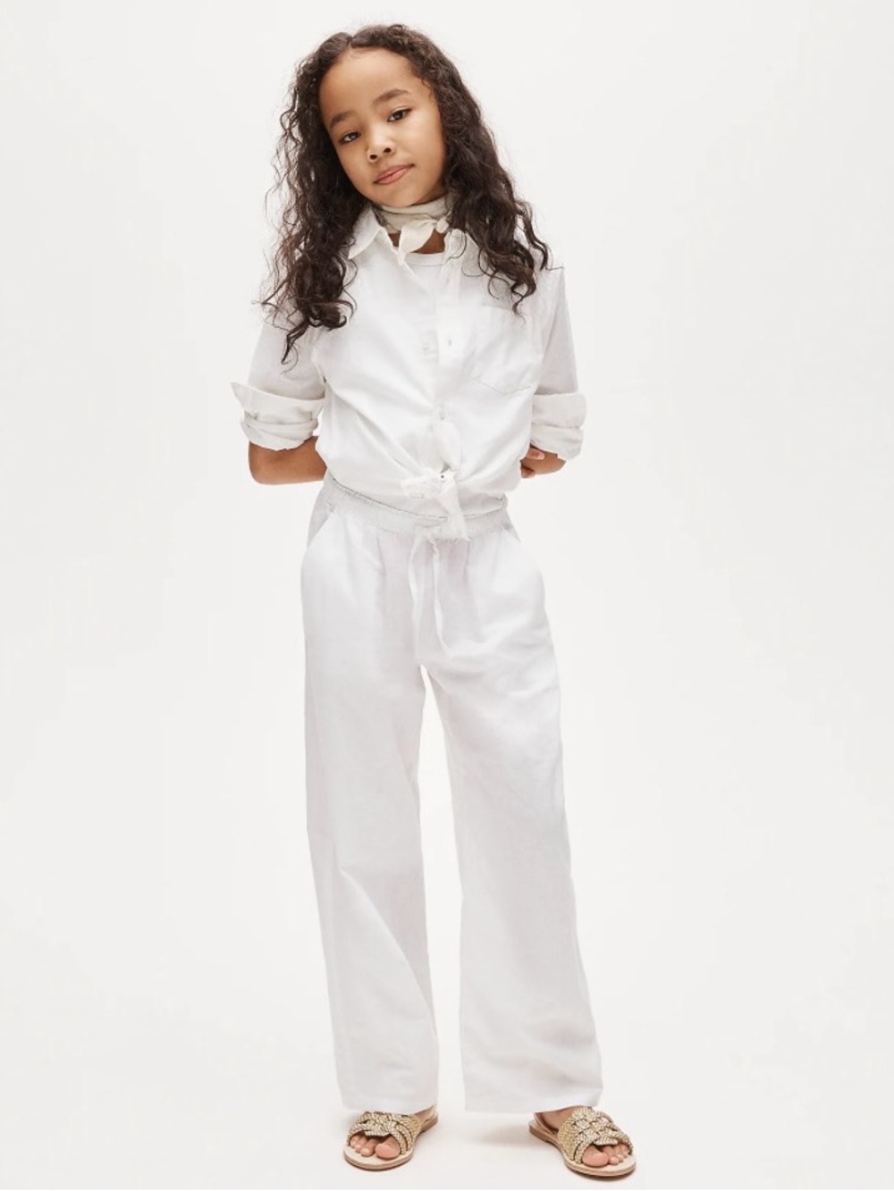 NWT J. Crew Crewcuts Girls' Soleil Pant Linen-cotton Blend White